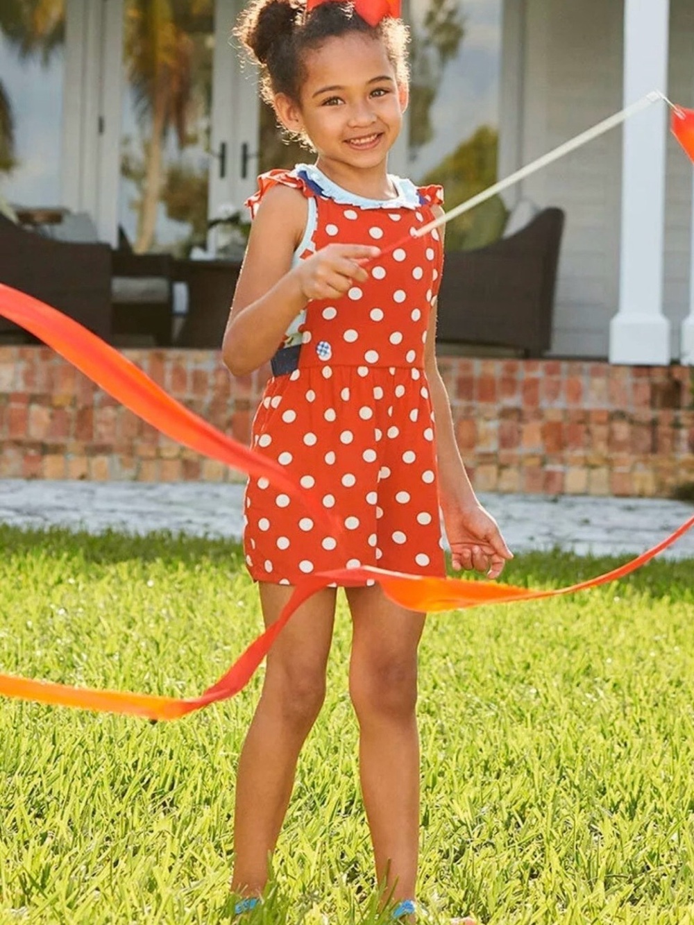 Matilda Jane Red Polka Dot Overalls with Ruffle Straps 4y